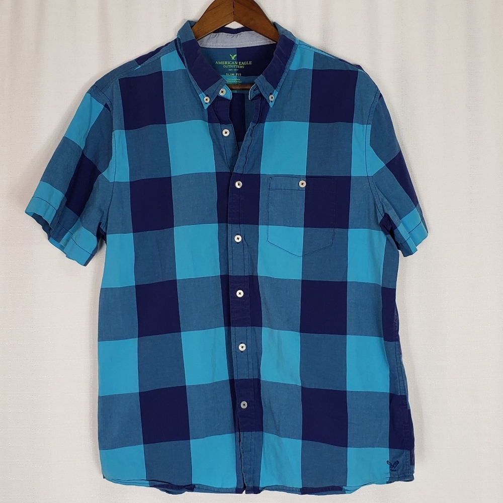 Mens American Eagle  Checkered Button Up XL